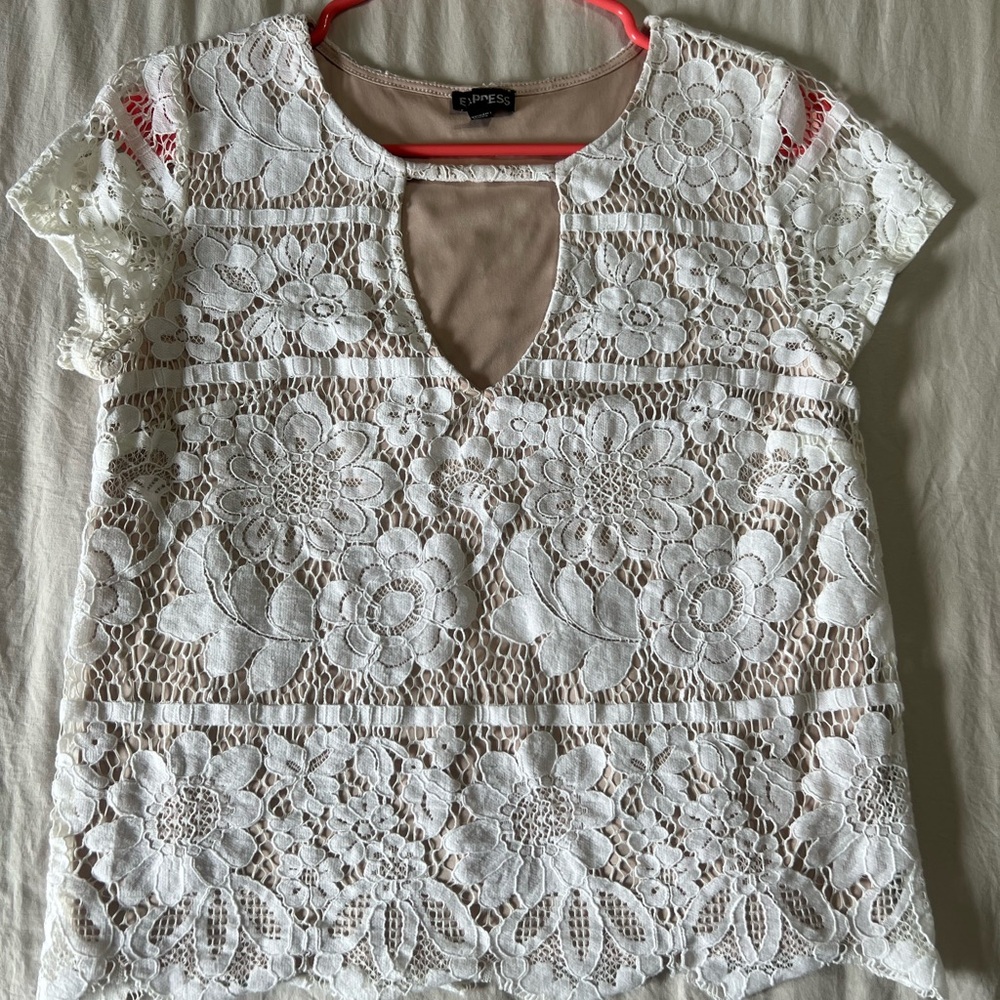 Express White Lace Blouse